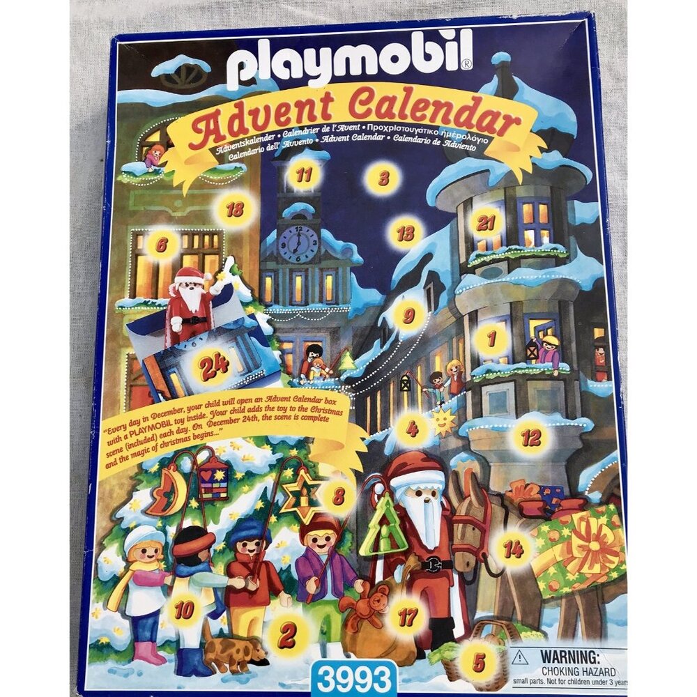 Vtg 90s Playmobil Advent Calendar 3993 Christmas Santa Manger Town Play Set